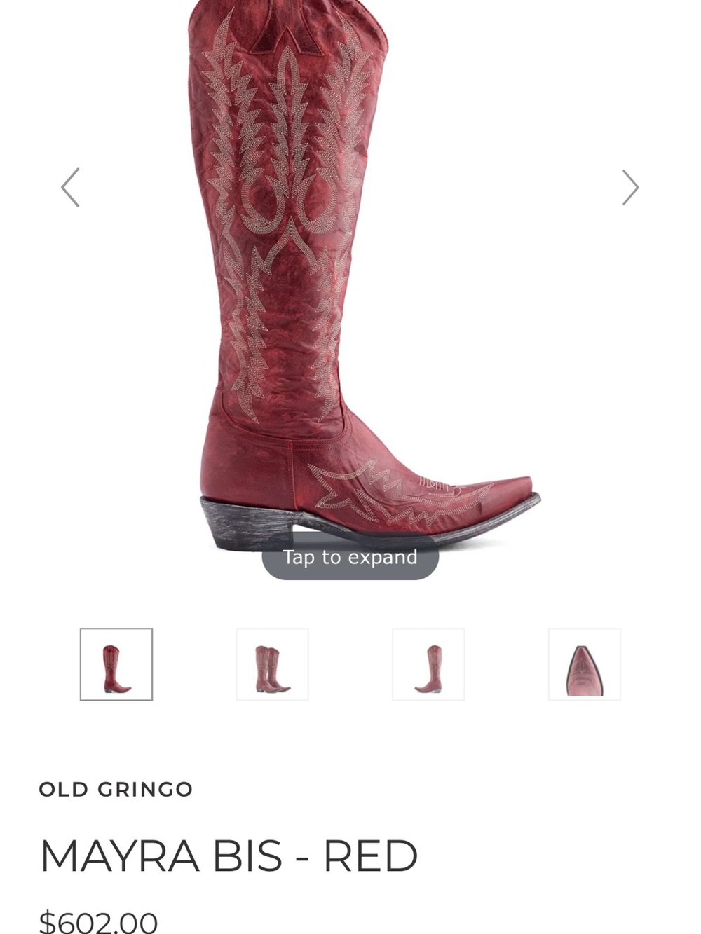 Vintage Style Women's Red Leather Cowboy Boots old gringo Mayra